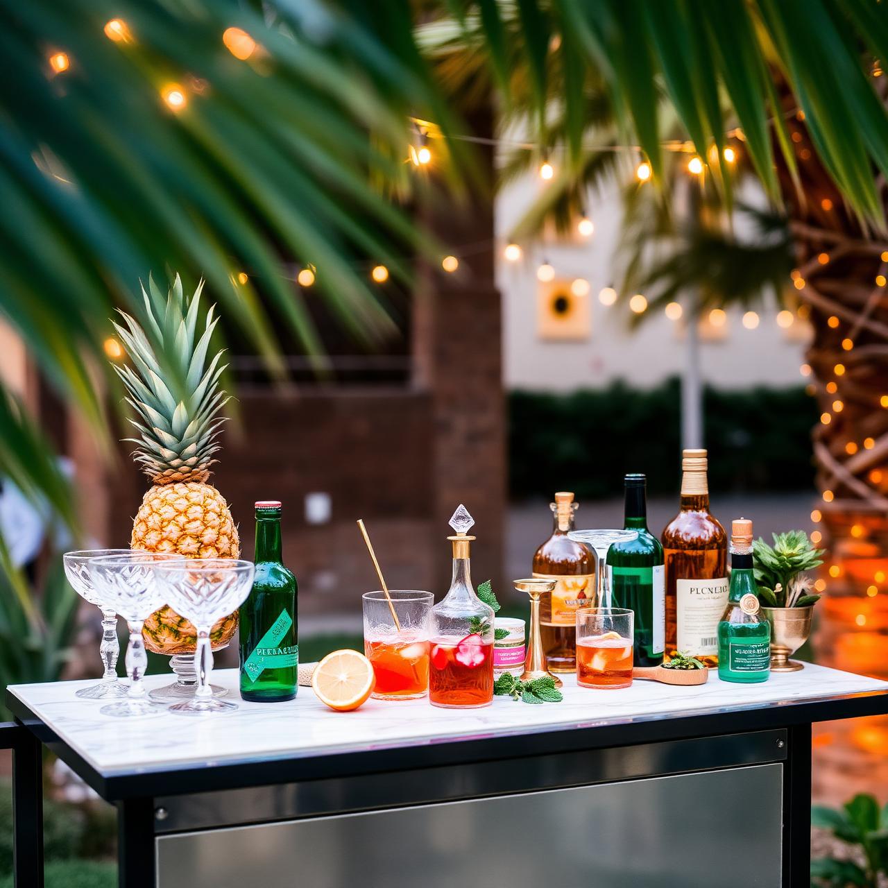 Tropical mobile bar setup